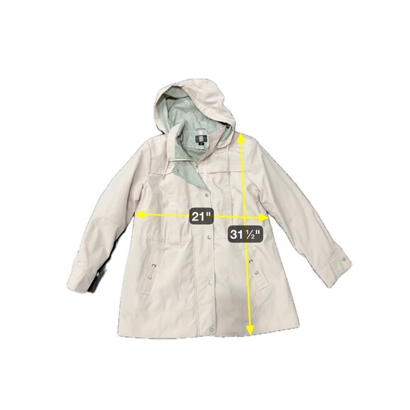 Gallery Womens Beige Hooded Trench Coat Sz XL - Picture 8 of 9